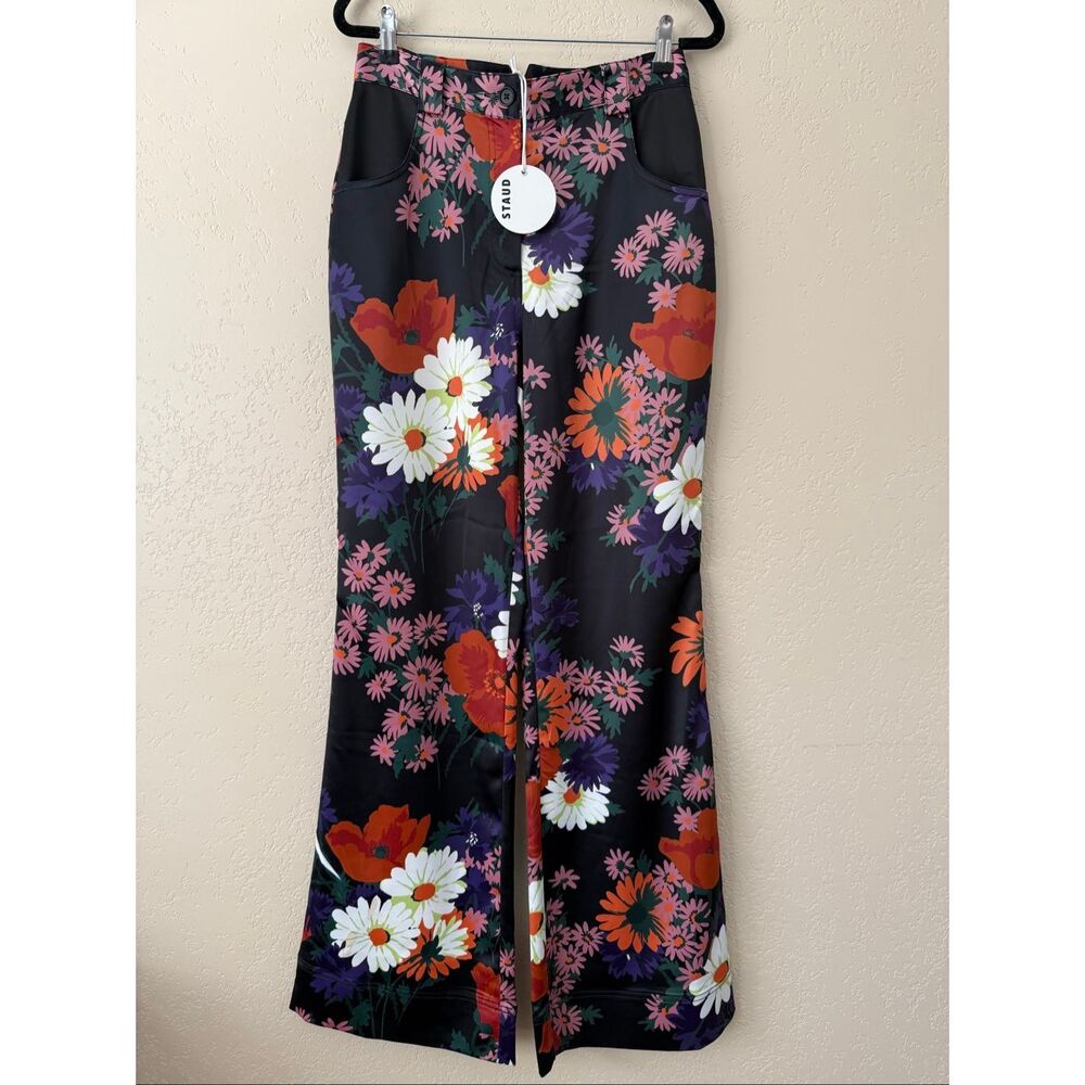 Staud Austin Floral Satin Pant - Picture 3 of 11